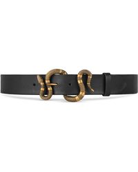 Gucci Leather Belt With Snake Buckle - Black