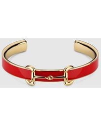Gucci - Horsebit Bangle Bracelet With Enamel, Size M, -Toned Metal - Lyst