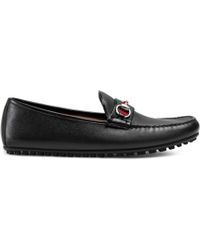 Gucci Mocassins en cuir avec bande Web - Noir