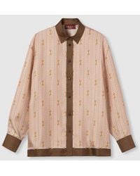 Gucci - Camisa De Sarga De Seda Con Estampado, Talla - Lyst