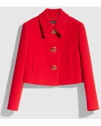 Gucci - Crêpe Wool Jacket With Double G Button, Size 40 It, Ready-To-Wear - Lyst