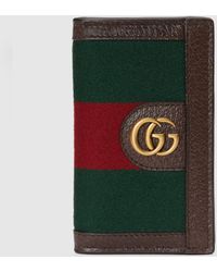 Gucci Kartenetui aus Leder mit Web und Doppel G - Grün