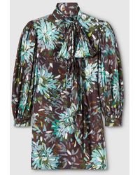Gucci - Printed Silk Twill Dress - Lyst