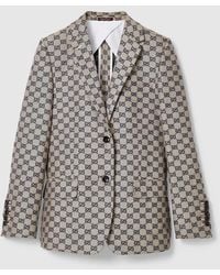 Gucci - GG Linen Blend Canvas Jacket - Lyst