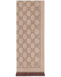 Gucci GG Jacquard Knitted Scarf - Naturel