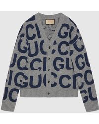 Gucci - Wool Cardigan With Intarsia - Lyst