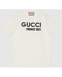 Gucci - T-shirt In Jersey Di Cotone Con Ricamo - Lyst
