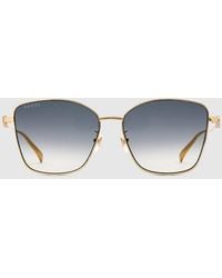 Gucci - バタフライ サングラス（低めのノーズブリッジ フィット） ゴールド - Lyst
