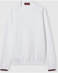 Gucci - Cotton Piquet Sweater With Web - Lyst