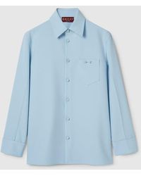 Gucci - ホースビット付き ポリエステルツイル シャツ, ブルー, ウェア - Lyst