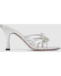 Gucci - Slide Sandal With Crystal Interlocking G - Lyst