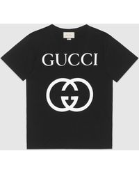 Gucci Übergroßes T-Shirt mit GG - Schwarz