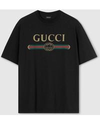 Gucci - Silk Blend Jersey T-Shirt With Print - Lyst