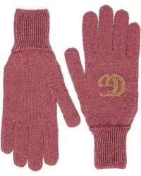 Gucci Double G Lamé Jacquard Gloves - Pink