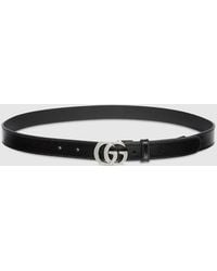 Gucci - Belt With Double G Crystal Buckle, Size 100 - Lyst