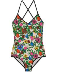 Gucci Costume da bagno stampa Flora pop - Verde