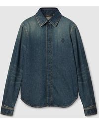 Gucci - Cotton Denim Shirt With Embroidery - Lyst