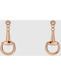 Gucci - Horsebit Diamond 18K Earrings - Lyst