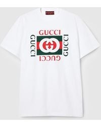 Gucci - T-shirt In Jersey Di Cotone Con Stampa - Lyst