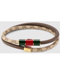 Gucci - Wrap Bracelet With Enamel Web Tag - Lyst