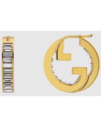 Gucci - Blondie Crystal Hoop Earrings - Lyst