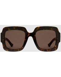 Gucci - Sonnenbrille Mit Eckigem Rahmen Und Doppel G - Lyst