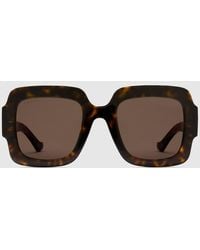 Gucci - Square-frame Double G Sunglasses - Lyst