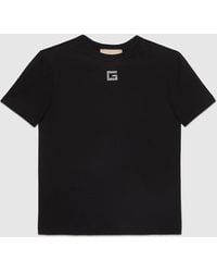 Gucci - Cotton Jersey T-shirt With Crystal G - Lyst