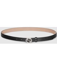 Gucci - Thin Belt With Interlocking G Buckle, Size 100 - Lyst