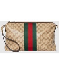 Gucci - Medium Gg Crossbody Bag With Web, Original Gg Fabric - Lyst