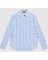 Gucci - Striped Cotton Shirt With Pocket - Lyst