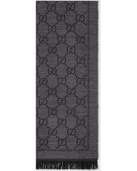 Gucci - GGパターンウィンタースカーフ, グレー, ウール - Lyst