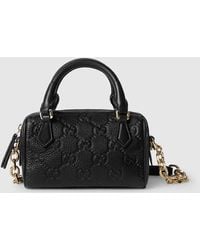 Gucci - 〔Ggエンブレム〕ミニ ボストンバッグ, ブラック, レザー - Lyst