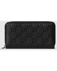 Gucci - Imprint Brieftasche Mit Rundumreißverschluss - Lyst