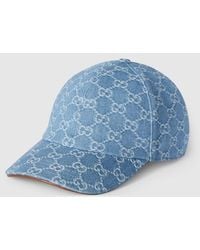 Gucci - Gg Denim Baseball Hat With Horsebit, Cotton - Lyst