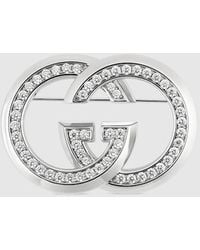 Gucci - Broche Avec Détail Gg Enlacés Et Cristaux - Lyst