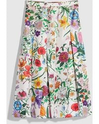 Gucci - Printed Silk Twill Pleated Skirt - Lyst