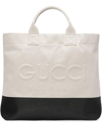 Gucci - Canvas Tote Bag With Embossed Detail - Lyst