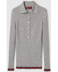 Gucci - Cashmere And Silk Polo Top With Web - Lyst