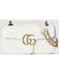 Gucci - 〔Ggマーモント〕スモール ショルダーバッグ, ホワイト, レザー - Lyst