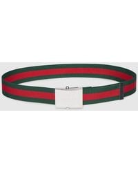Gucci - Web Belt With Rectangular Buckle, Size 100 - Lyst