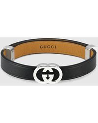 Gucci - Interlocking Armband Aus Leder - Lyst