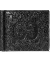 Jumbo GG money clip in black leather