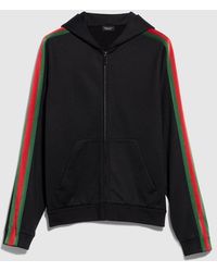 Gucci - Silk Cotton Jersey Zip Jacket With Web - Lyst