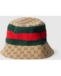 Gucci - Gg Cotton Canvas Bucket Hat With Web, Size S, Fabric - Lyst