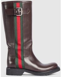 Gucci - Biker Boot With Web, Uk - Lyst
