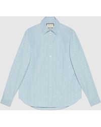 Gucci - GGストライプ フィルクーペ コットン シャツ, Size 16+, ブルー, ウェア - Lyst