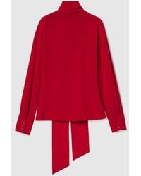 Gucci - Bluse Aus Crêpe De Chine Mit Halsschleife, Grösse - Lyst