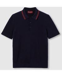 Gucci - Silk Cotton Polo Shirt With Web - Lyst