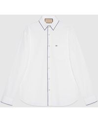 Gucci - Camicia In Popeline Di Cotone Con Finiture - Lyst